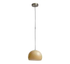 Suspension, Neil 25, albâtre, câble noir et rosace nickel mat, LED, 2700K, 910lm, Ø25cm, H18cm - Carpyen
