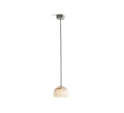 Suspension, Neil 15, albâtre, câble noir et rosace nickel mat, LED, 2700K, 654lm, Ø15cm, H10cm - Carpyen