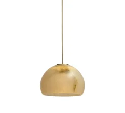 Suspension, Neil 15, albâtre, câble et rosace or satiné, LED, 2700K, 654lm, Ø15cm, H10cm - Carpyen