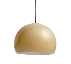 Suspension, Neil 25, albâtre, câble or et rosace or satiné, LED, 2700K, 910lm, Ø25cm, H18cm - Carpyen