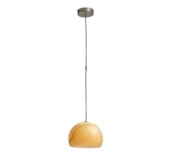 Suspension, Neil 25, albâtre, câble or et rosace or satiné, LED, 2700K, 910lm, Ø25cm, H18cm - Carpyen