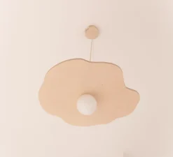 Suspension, Nenuphar grand, bois naturel, Ø78cm, H1,5cm - Little Anana