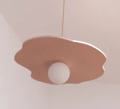 Suspension, Nenuphar grand, peinture laquée rose pâle, Ø78cm, H1,5cm - Little Anana