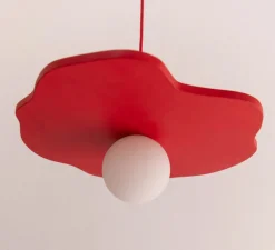 Suspension, Nenuphar moyen, peinture laquée rouge, Ø50cm, H1,5cm - Little Anana