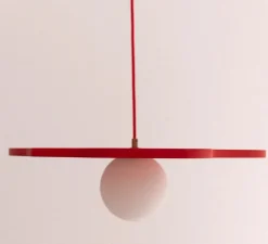 Suspension, Nenuphar moyen, peinture laquée rouge, Ø50cm, H1,5cm - Little Anana