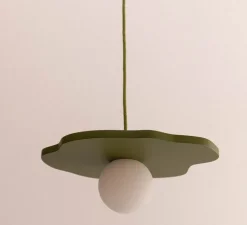 Suspension, Nenuphar petit, peinture laquée vert foncé, Ø35cm, H1,5cm - Little Anana