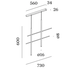 Suspension, Net 2.0, noir, LED, dim, 2700K, 500 lm, L73cm, H60cm - Wever&Ducré