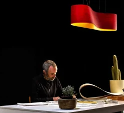 Suspension, New Wave S, rouge et jaune, LED, H27,5cm, L102cm - LZF