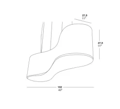 Suspension, New Wave S, rouge et jaune, LED, H27,5cm, L102cm - LZF
