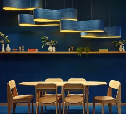 Suspension, New Wave S, turquoise et jaune, LED, H27,5cm, L102cm - LZF