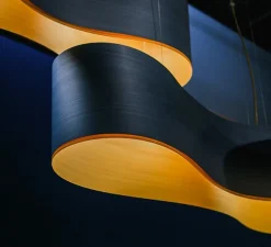 Suspension, New Wave S, turquoise et jaune, LED, H27,5cm, L102cm - LZF