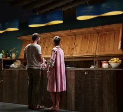 Suspension, New Wave S, turquoise et jaune, LED, H27,5cm, L102cm - LZF