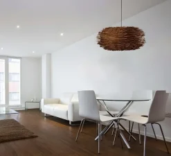 Suspension, NIDO, rotin, noir, LED, Ø60cm, H29cm - Faro