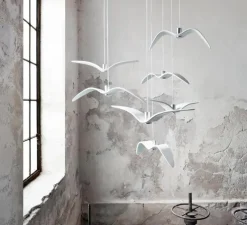 Suspension, Night Birds, blanc et argent, LED, GU10, 2700K, 336lm, ø59 cm, H17 cm - Brokis