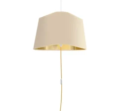 Suspension nomade, XL Nuage, beige satiné, or, Ø60cm, H35cm - Designheure