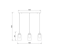 Suspension, Nora 3 lights, blanc, chrome, tige laiton, L108cm, H38,7cm - Mantra
