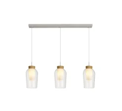 Suspension, Nora 3 lights, bois, blanc, L108cm, H38,7cm - Mantra