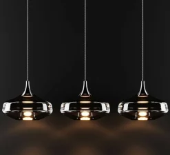 Suspension, Nostalgia large sans rosace, chrome & fumé, LED, dim, 2700K, 1280 lm, Ø28cm, H21,5cm - Lodes