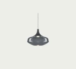 Suspension, Nostalgia large sans rosace, chrome & fumé, LED, dim, 2700K, 1280 lm, Ø28cm, H21,5cm - Lodes