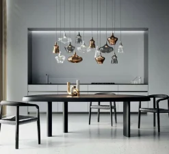 Suspension, Nostalgia medium sans rosace, chrome & fumé, LED, dim, 2700K, 1280 lm, Ø20cm, H21,5cm - Lodes
