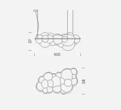 Suspension, Nuvola minor, blanc, LED, 2700k, 8000lm, L100cm, H37cm - Nemo lighting