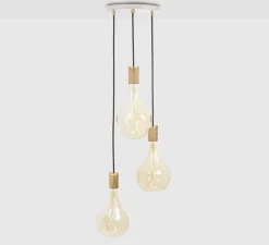 Suspension, Oak Triple, Voronoi II, bois, blanc, IP54, Ø25cm, Hcm - Tala