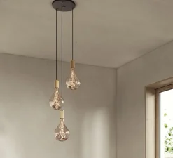 Suspension, Oak Triple, Voronoi II, noir, bois, IP54, Ø25cm, H300cm - Tala