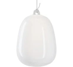 Suspension, Oblo Large sans rosace, blanc soie, LED, dim, 2700K, 1280 lm, Ø24,5cm, H34,7cm - Lodes