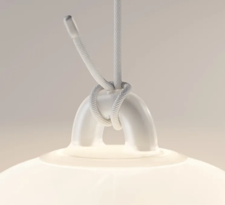 Suspension, Oblo Large sans rosace, blanc soie, LED, dim, 2700K, 1280 lm, Ø24,5cm, H34,7cm - Lodes