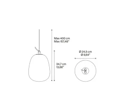 Suspension, Oblo Large sans rosace, blanc soie, LED, dim, 2700K, 1280 lm, Ø24,5cm, H34,7cm - Lodes