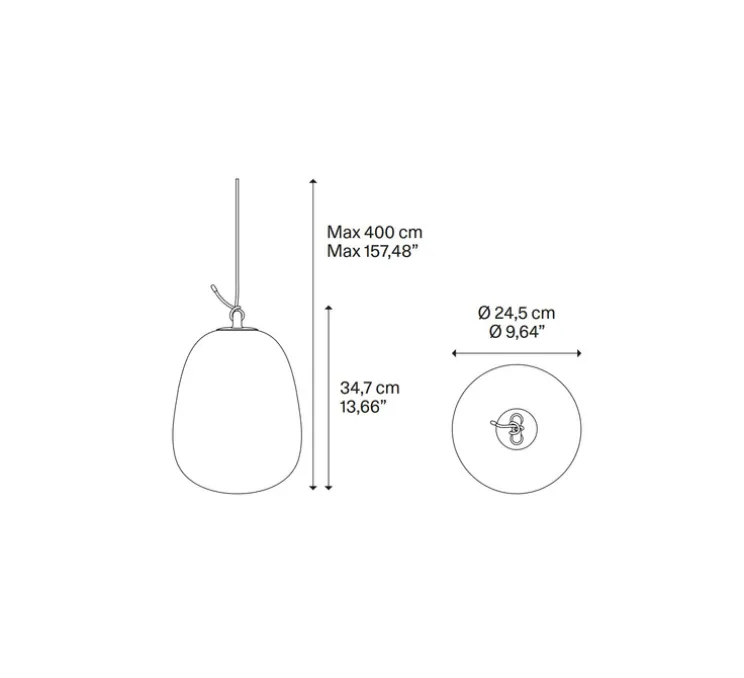 Suspension, Oblo Large sans rosace, blanc soie, LED, dim, 2700K, 1280 lm, Ø24,5cm, H34,7cm - Lodes