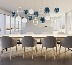 Suspension, Oblo Small sans rosace, blanc soie, LED, dim, 2700K, 1280 lm, Ø21cm, H24,3cm - Lodes