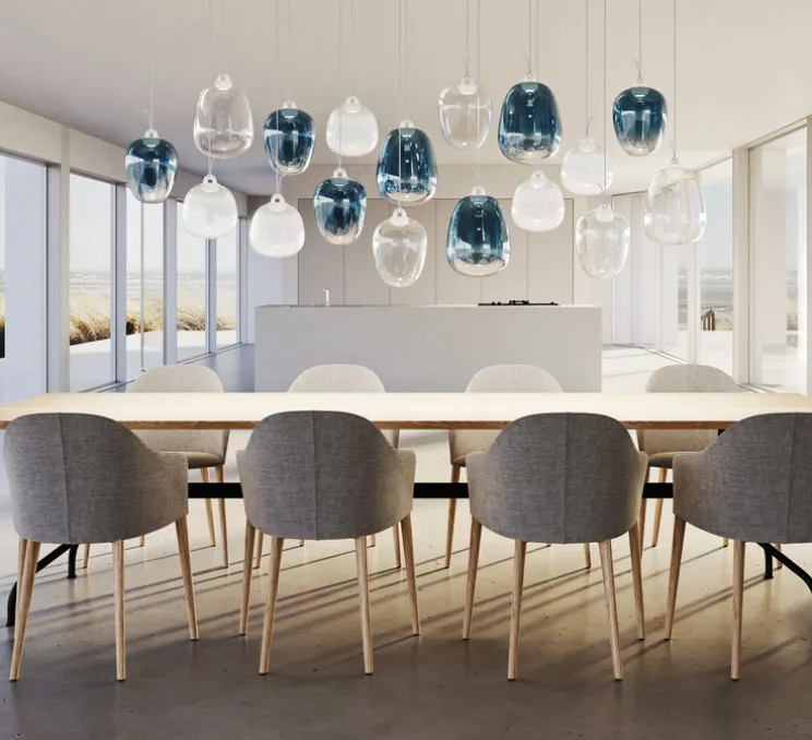 Suspension, Oblo Small sans rosace, blanc soie, LED, dim, 2700K, 1280 lm, Ø21cm, H24,3cm - Lodes