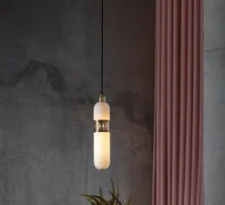 Suspension, occulo, laiton brossé, Ø10cm, H46cm - Bert Frank