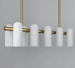 Suspension, Odyssey Linear SM, Laiton laqué bruni, verre mat, L114,3cm, H42,4cm - Schwung