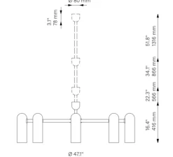 Suspension, Odyssey Round MD, Laiton laqué bruni, verre mat, Ø119,7cm, H41,6cm - Schwung
