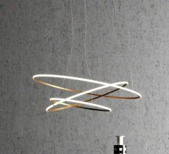 Suspension, Olympic F45- 3 diffusers, bronze, LED, 3000k, 18495lm, Ø138,7cm, H2cm - Fabbian