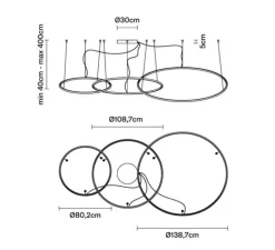 Suspension, Olympic F45- 3 diffusers, bronze, LED, 3000k, 18495lm, Ø138,7cm, H2cm - Fabbian