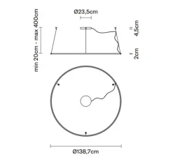 Suspension, OLympic F45, blanc, dim, LED, 3000K, 7900lm, L138,7cm, H2cm - Fabbian
