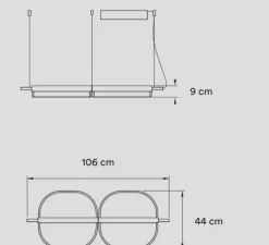 Suspension, Omma 2 leaves, blanc naturel, structure or, LED, dim, 3000K, 1680 lm, L106cm, H9cm - LZF