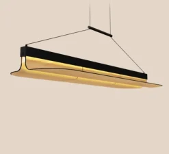 Suspension, Omma 1 long leaf, marron cerise naturel, structure noire, LED, dim, 3000K, 2590 lm, L123cm, H11cm - LZF