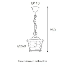 Suspension, Onda 2072, laiton vieilli, IP44, Ø26cm, H95cm - Moretti Luce