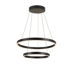 Suspension, One double, noir mat, LED, dim, 2700K, 1270 lm, Ø60cm, H4,5cm - SLV