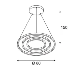 Suspension, ONE TRIPLE, noir, LED, 3000/4000K, 4200 lm, Ø80cm, H3cm - Slv