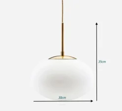 Suspension, Opal, blanc, laiton, Ø30cm, H35cm - House Doctor