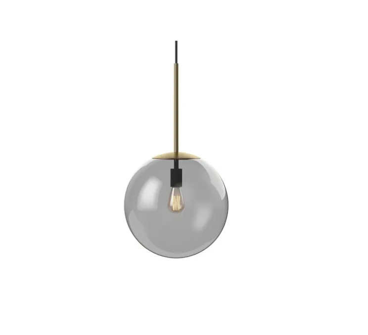 Suspension, Orb Ø25 cm, verre gris fumé, laiton antique mat, Ø25cm, H46,1cm - Bolia