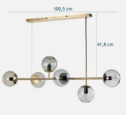 Suspension, Orb, en longueur, noir, verre fumé, H42cm, L114cm - Bolia