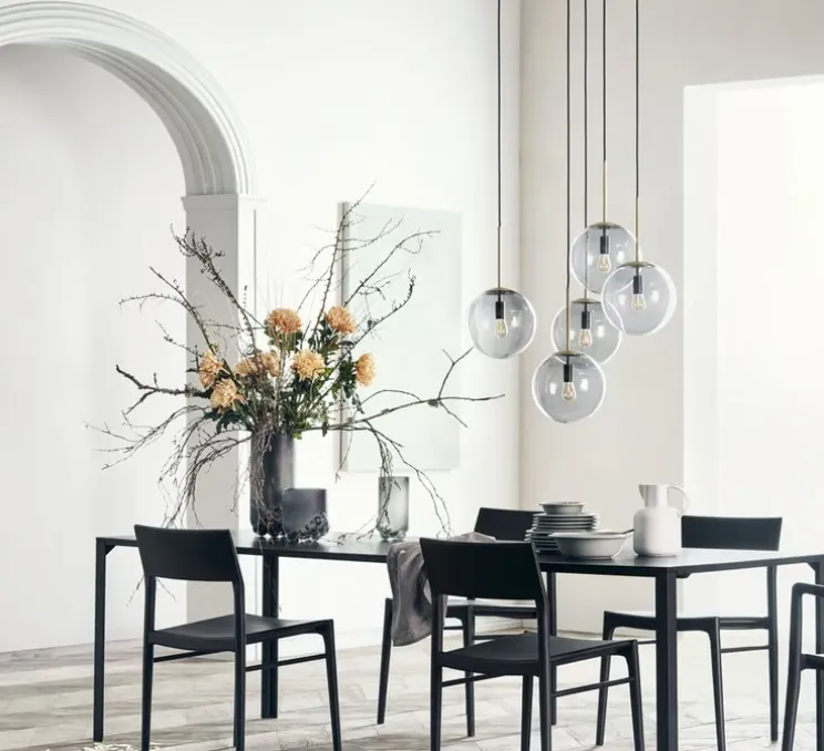 Suspension, Orb, verre gris fumé, laiton antique mat, Ø15cm, H36,1cm - Bolia