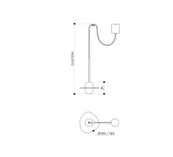 Suspension, Organic Ceramic 14/16, céramique crème, laiton vieilli brossé, verre transparent, câble en lin de 1m, Ø14/16cm, H30cm - Contain