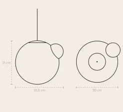 Suspension, Ourania, bleu pétrole, rose, L33,5cm, H31cm - Sphaer